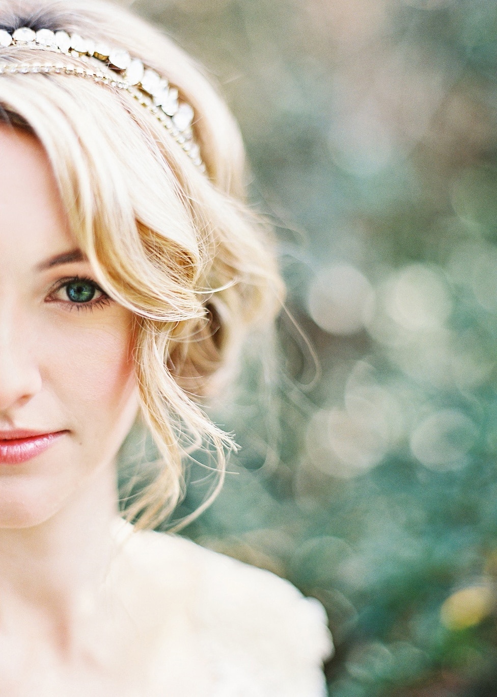 Jeweled Bridal Headpiece with Loose Curls | Marissa Lambert Photography | Pastel Watercolor Spring Wedding in Lilac and Sunshine Jeweled Bridal Headpiece with Loose Curls | Marissa Lambert Photography | Pastel Watercolor Spring Wedding in Lilac and Sunshine